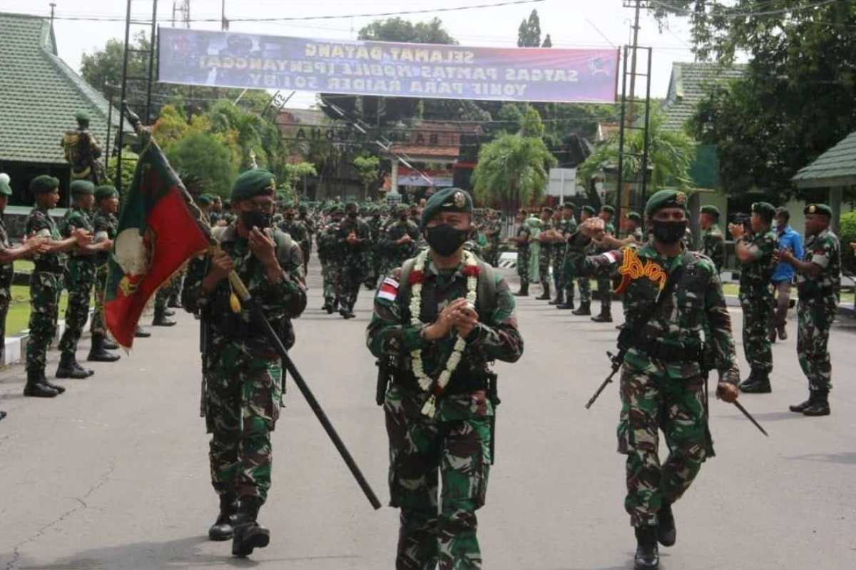 Penyambutan Satgas Pamtas Mobile Yonif Para Raider 501/Bajra Yudha